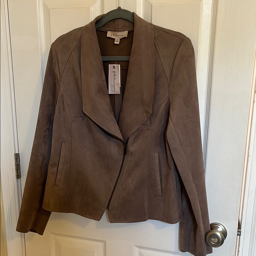 Philosophy Tan Blazer Asymmetrical Draped Lapel